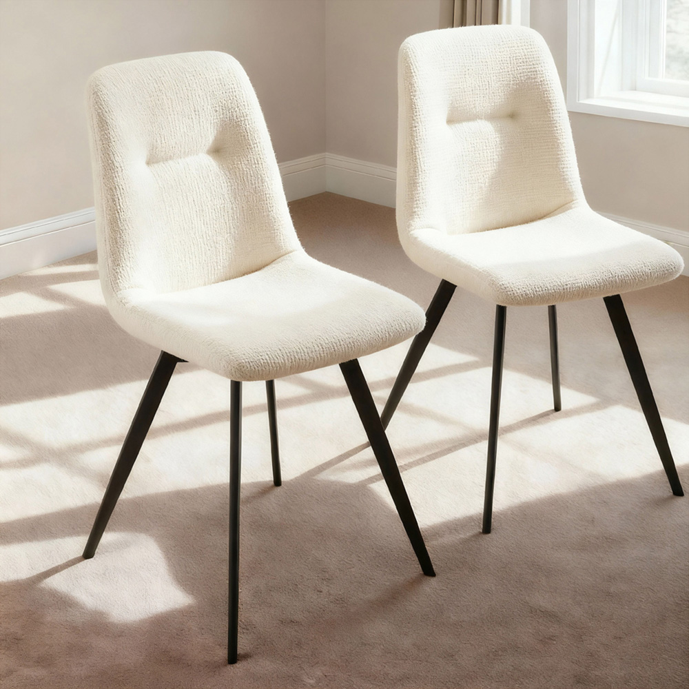 Home Source Ashford Set of 2 Off White Upholstered Dining Chairs Image 4
