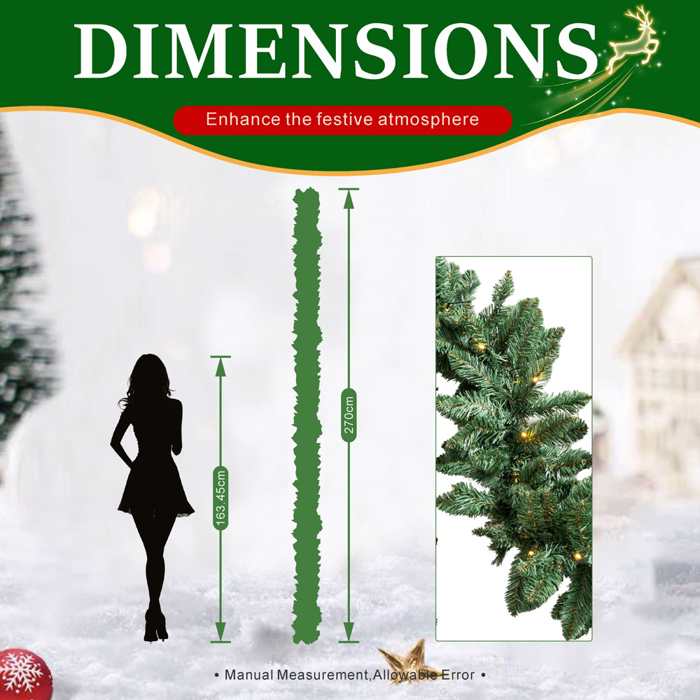 Abrihome 50 Warm White LED Artificial Christmas Garland with 240 Tips 270cm Image 9
