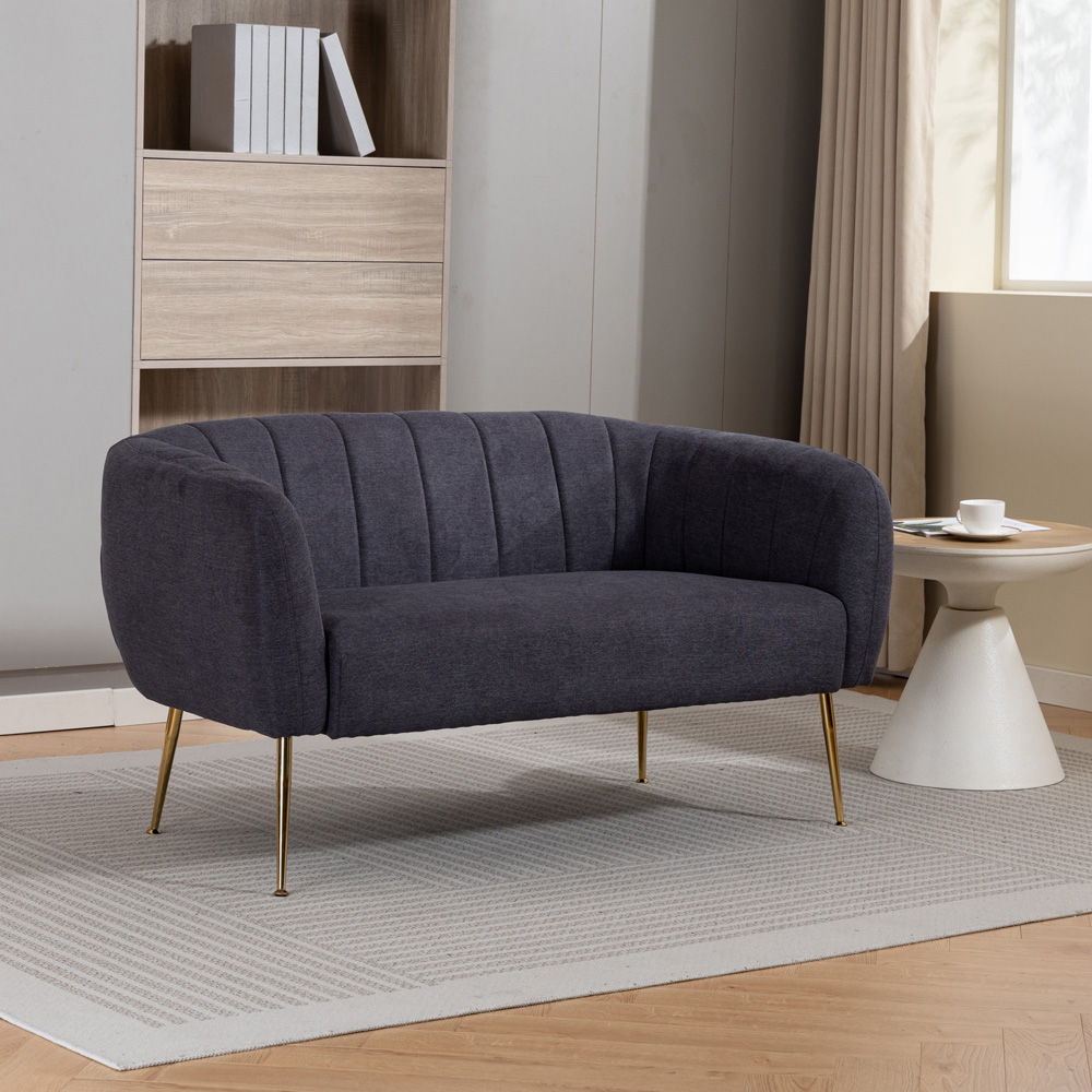 Artemis Home Stanton 2 Seater Charcoal Grey Fabric Shell Accent Sofa Image 4