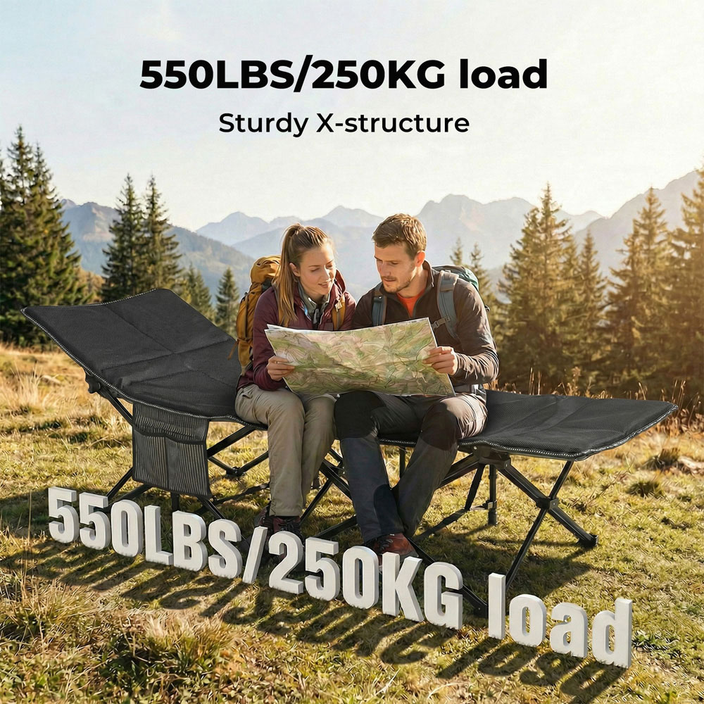 Levede Double Heavy Duty Foldable Camping Bed with Mattress Image 3