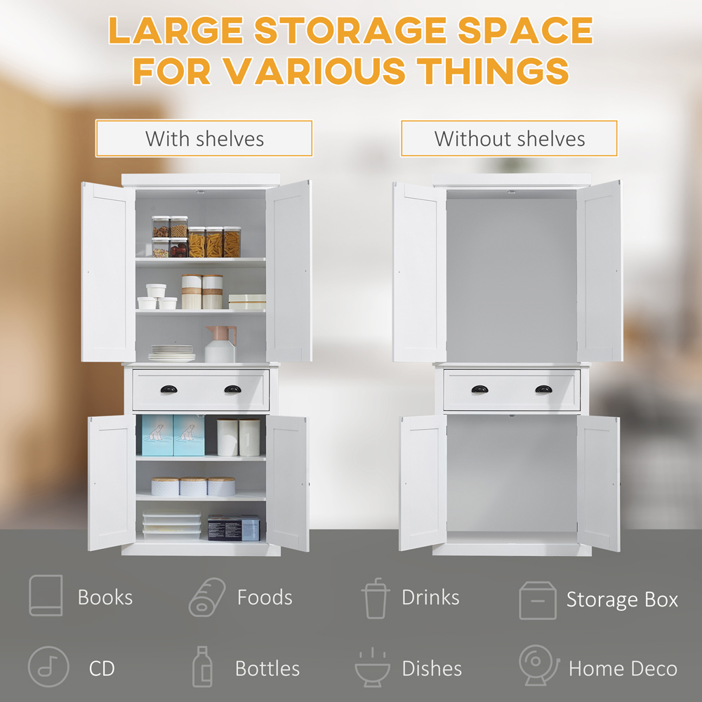 Portland 4 Door Single Drawer White Kitchen Cabinet Image 6