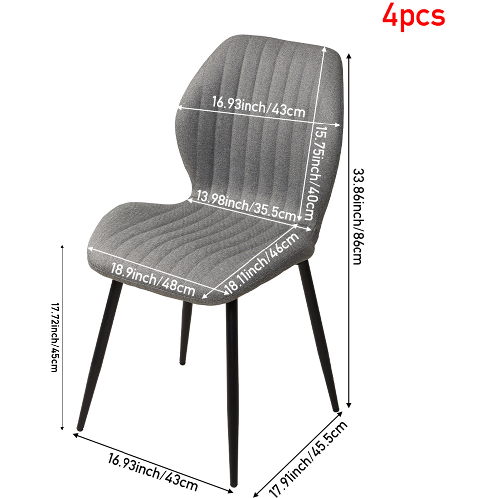 Living and Home Set of 4 Grey Fabric High Back Dining Chair Image 9
