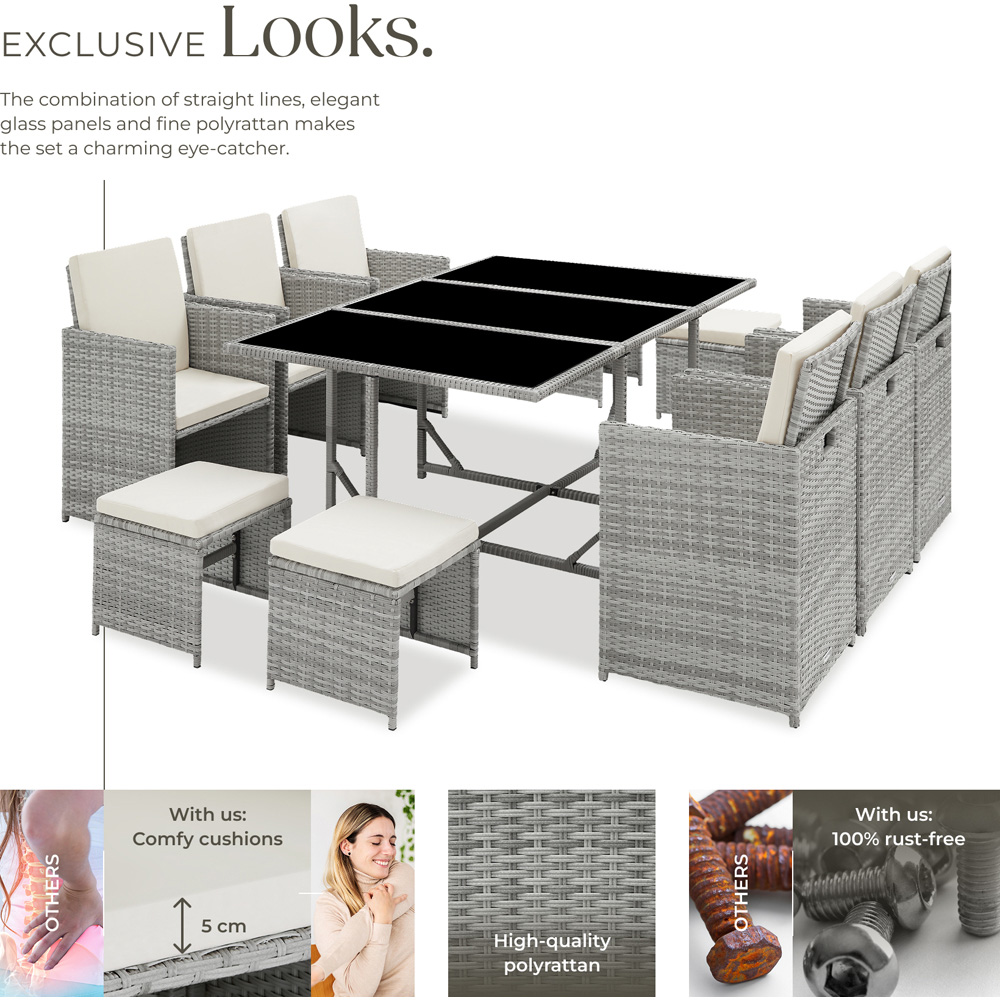 tectake Malaga 10 Seater Garden Dining Table with Rain Cover Light Grey Image 4