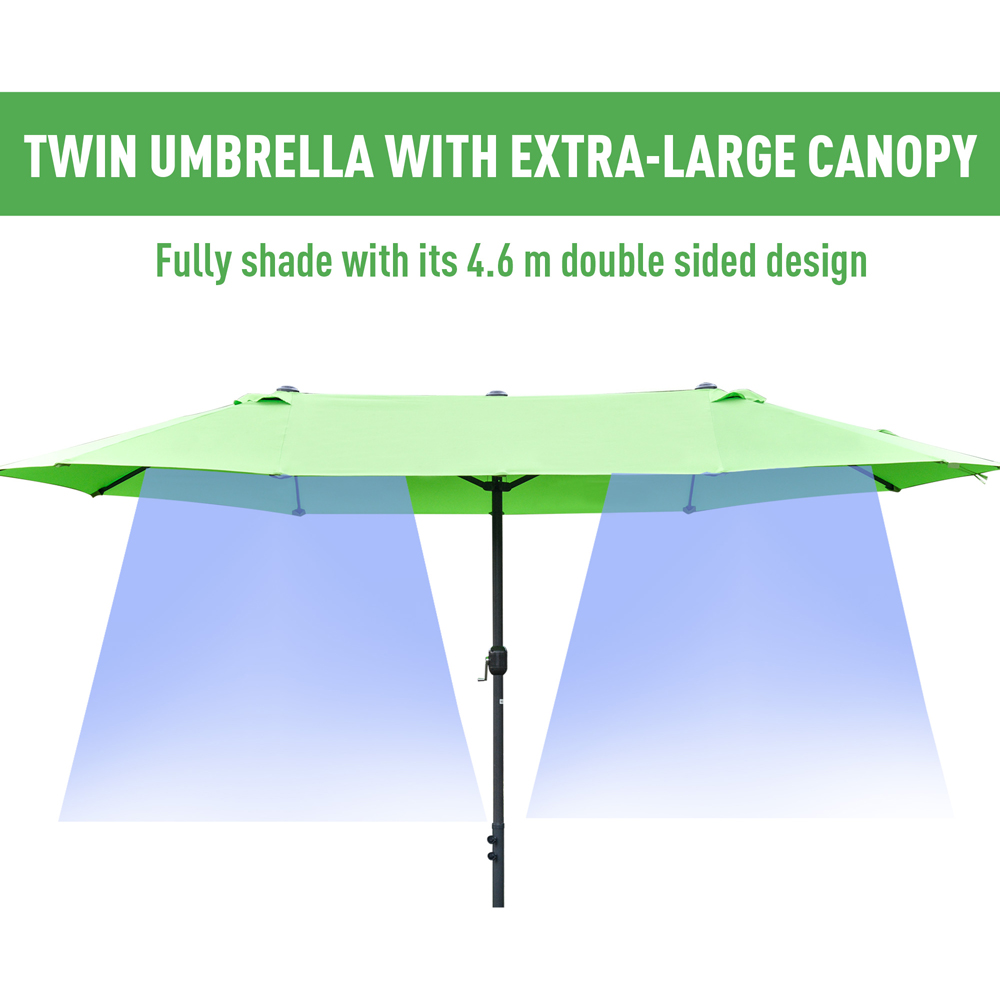 Outsunny Green Crank Handle Double Sided Parasol with Cross Base 4.6m Image 4