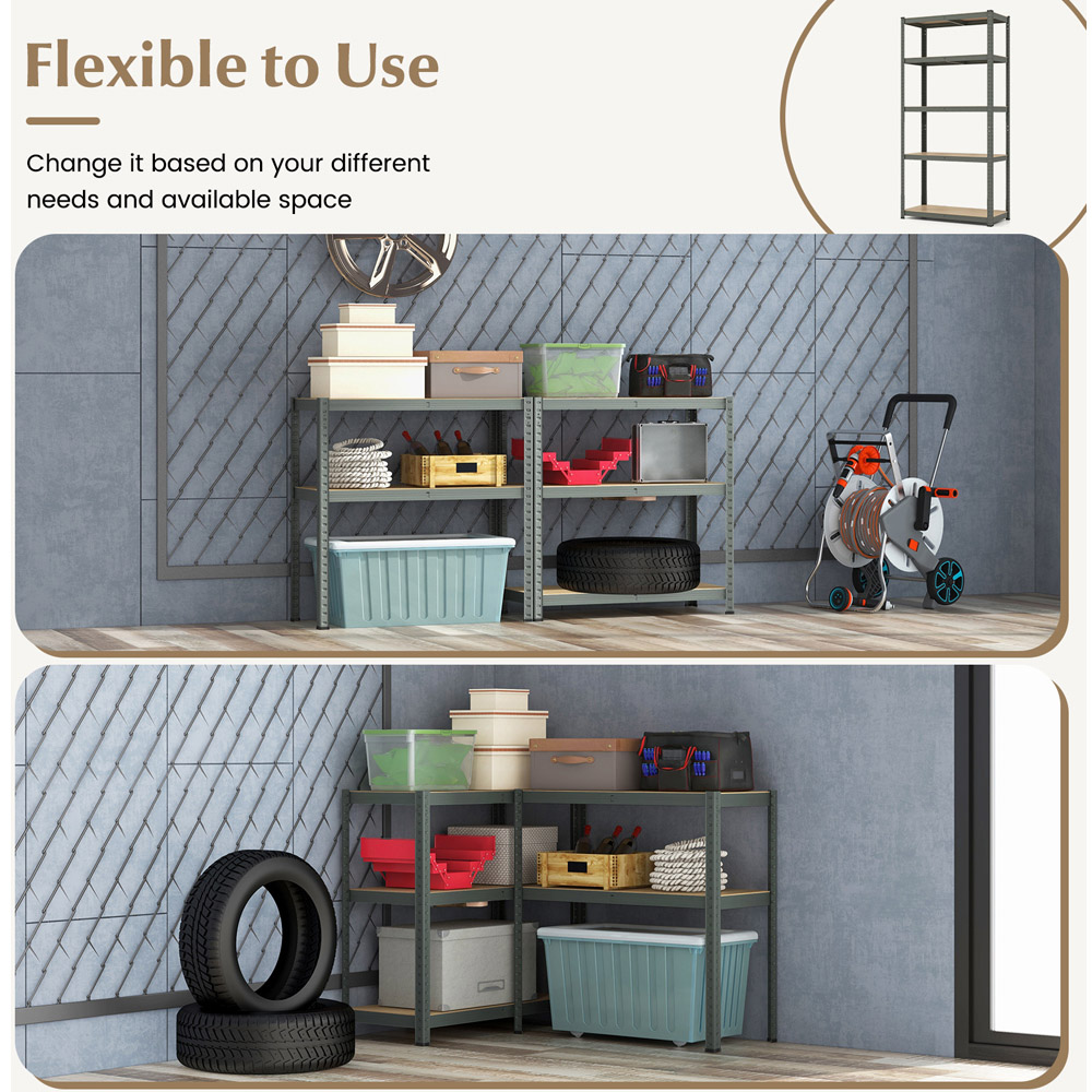 Costway Grey 5 Tier Metal Anti Tipping Shelving Unit Image 6