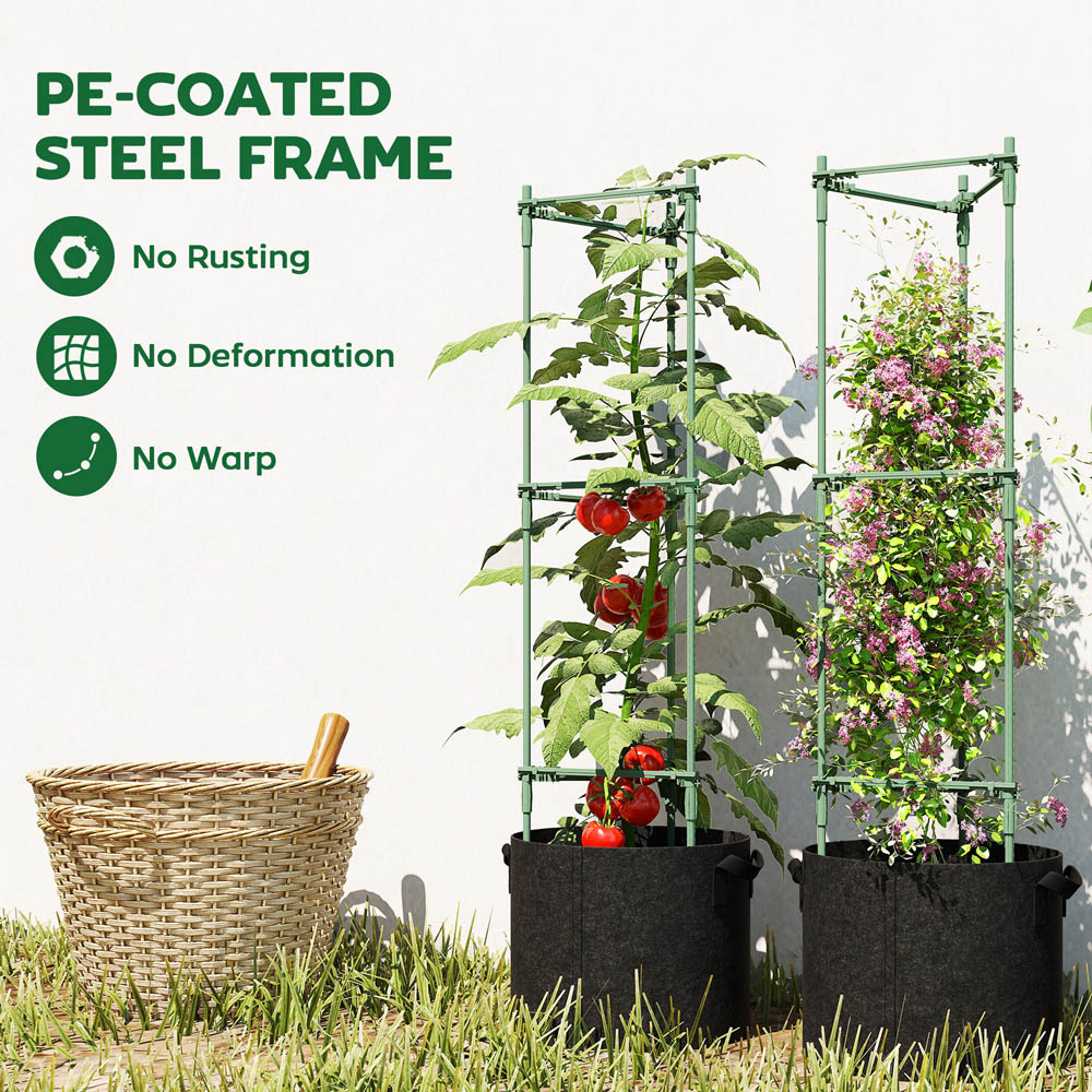 Outsunny 83.7L Grow Bag with 47.2 inch Plant Stake Tomato Cage Set 3 Pack Image 5