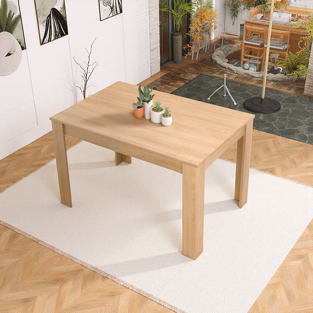 Living and Home 4 Seater Rectangular Dining Table Natural Wood Effect Image 8