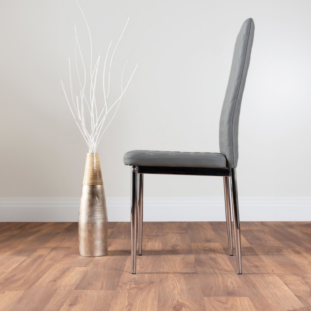 Furniturebox Arona Valera 6 Seater Round Dining Set Grey and Chrome Image 3