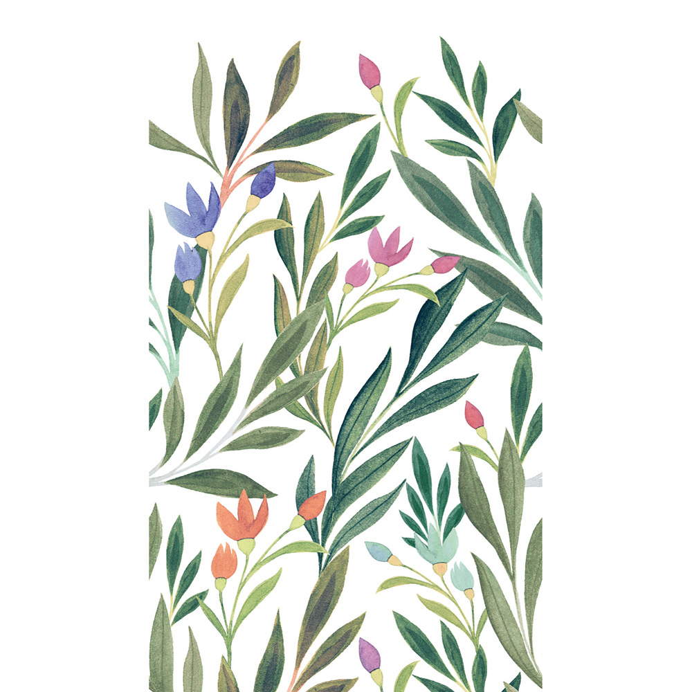 Grandeco Andrea Grass Flower Multicolour 3 Lane Wall Mural Image 3