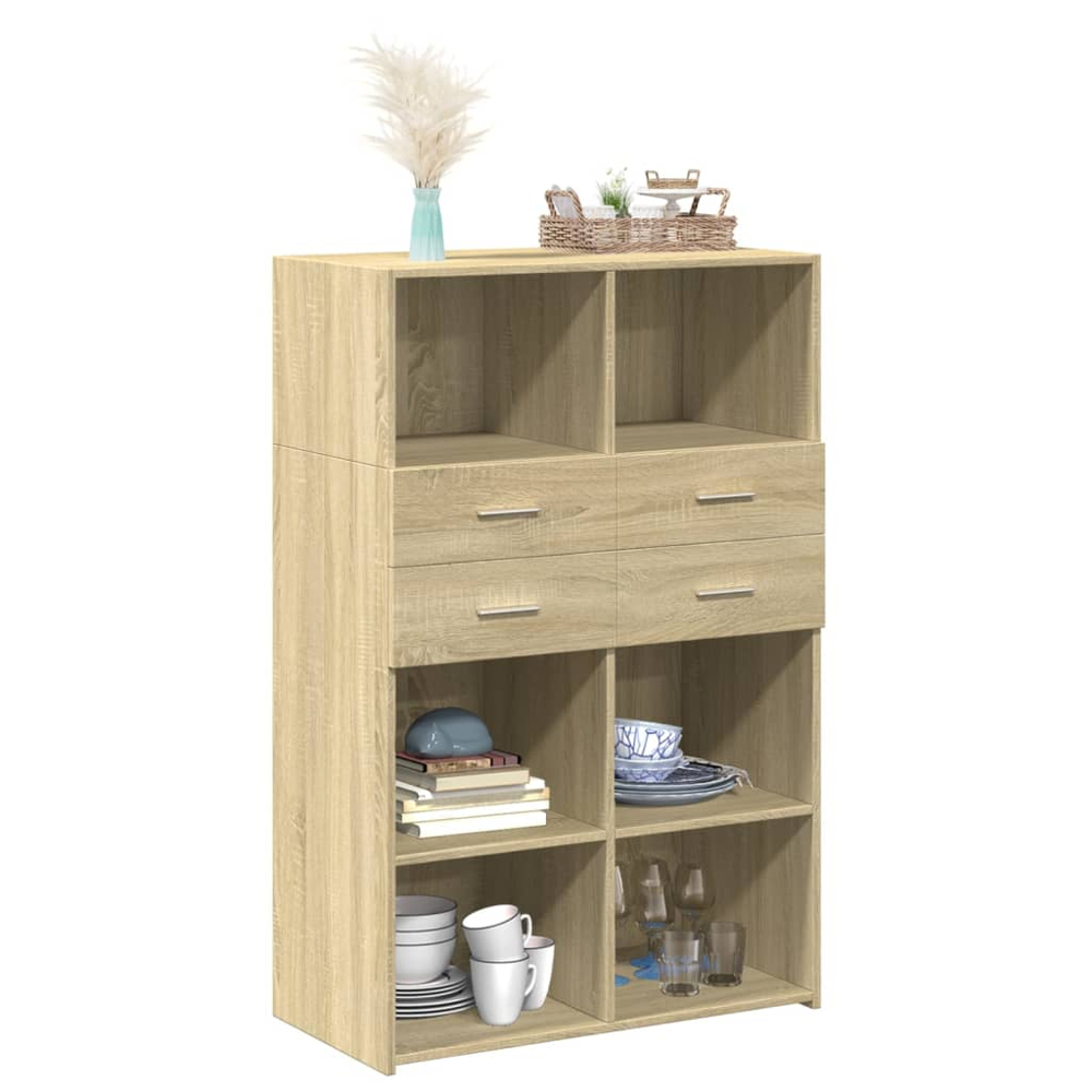 vidaXL 4 Drawer 6 Shelf Sonoma Oak Highboard Image 3