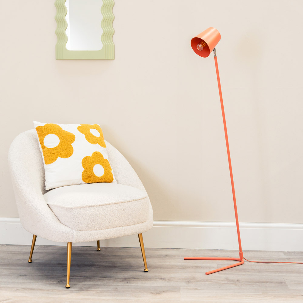 ValueLights Lark Coral Peach Metal Slimline LED Floor Lamp Image 3