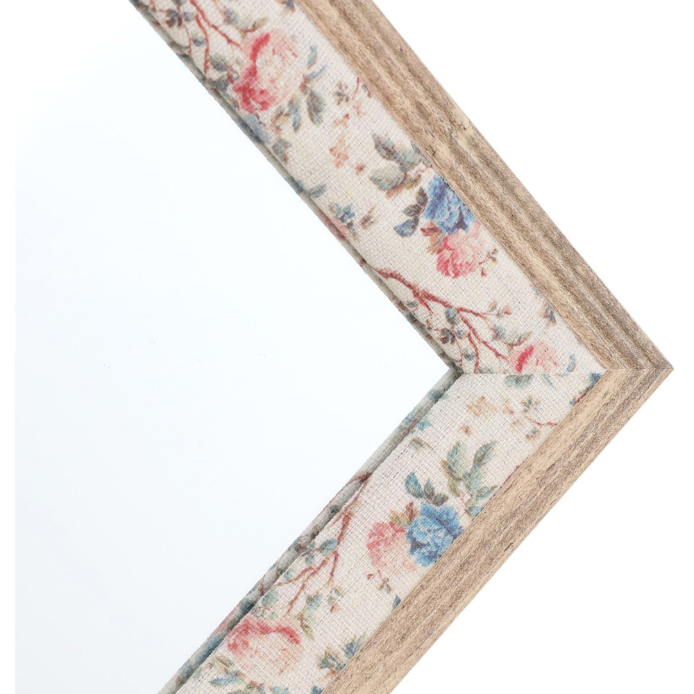 Floral Linen Wooden Dress Mirror Cream Image 12