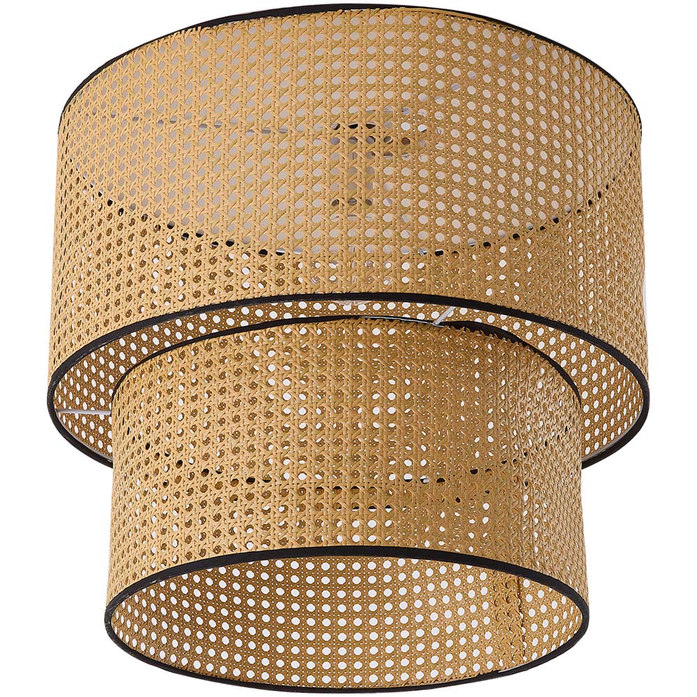 Living and Home Dual Cylindrical Shade Rattan Pendant Light Image 1