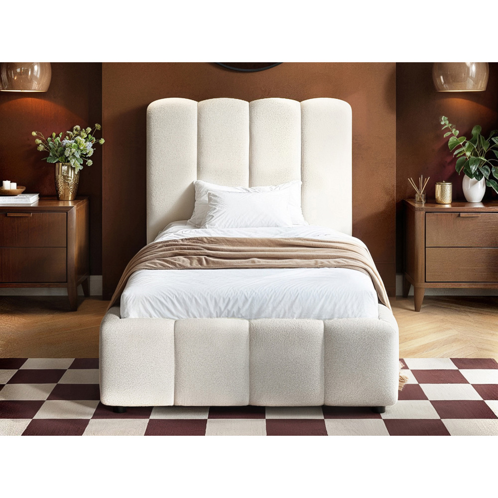 Solace+Co Emilie Single Boucle Ribbed Fabric Ottoman Bed Image 5