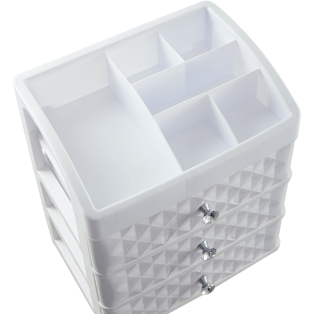Living and Home 3 Drawer White Plastic Makeup Organize Image 3
