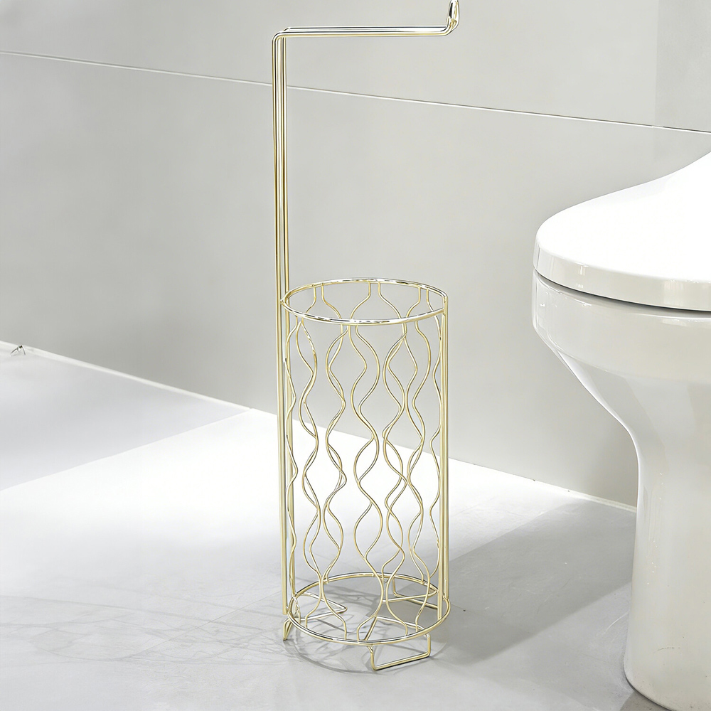 Wire Toilet Roll Holder Gold Image 2