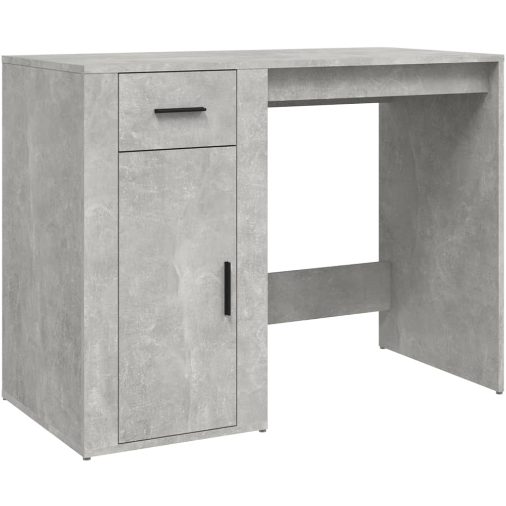 vidaXL Single Door Single Drawer Computer Desk Concrete Grey Image 2