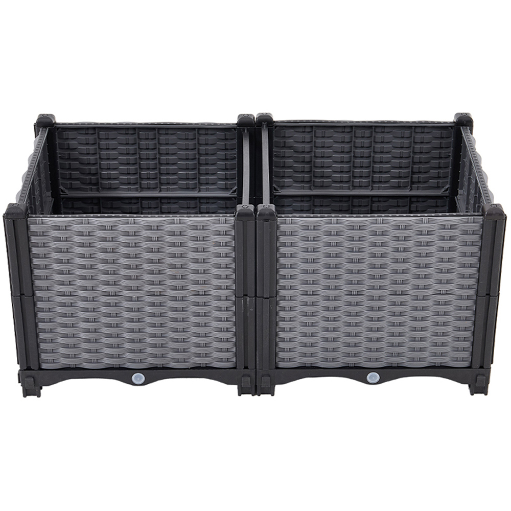 Living and Home Grey and Black Plastic Rattan Look Deep Raised Garden Bed 36 x 80 x 40cm Image 1