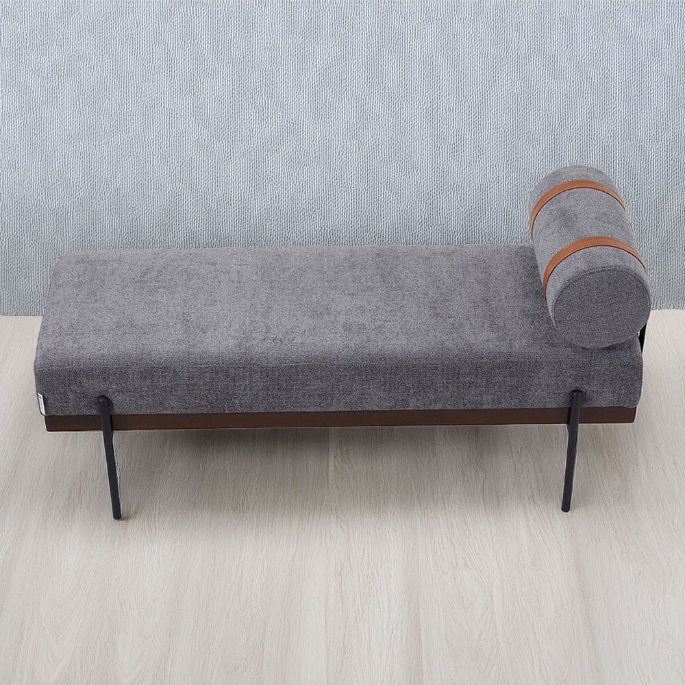 Living and Home 2 Seater Dark Grey Cylindrical Bolster Chaise Lounge Bench Image 1