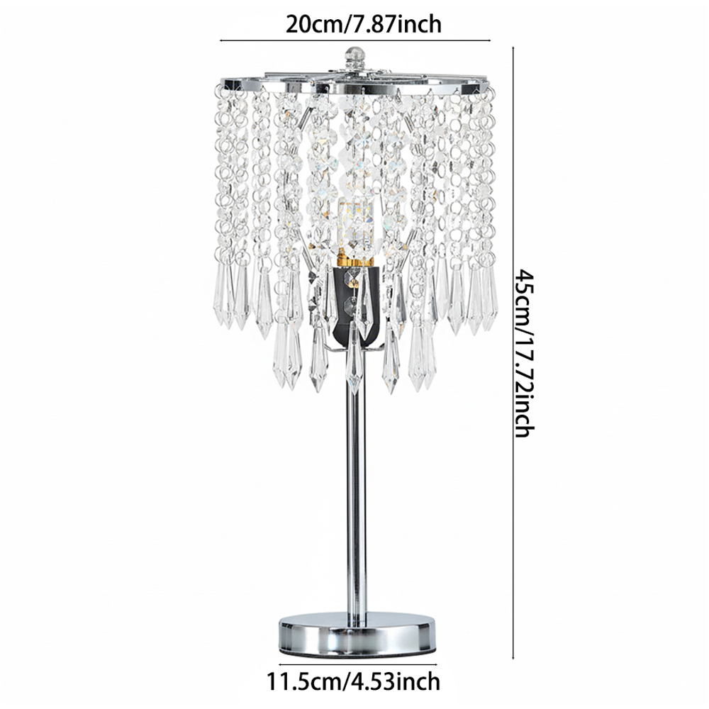 Living and Home E27 Screw Silver Crystal Beaded Shade Table Lamp 45cm Image 8