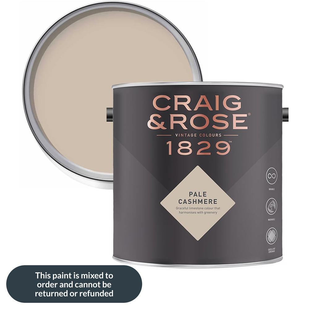 Craig & Rose Kitchen and Bathroom Pale Cashmere Eggshell Paint 2.5L Image 1