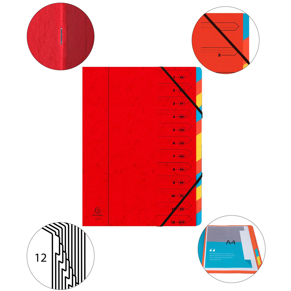 Exacompta Europa A4 12 Section Red Multi-Part File 8 Pack Image 5