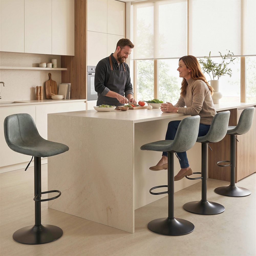Portland Green Leathaire Swivel Bar Stool Set of 2 Image 2