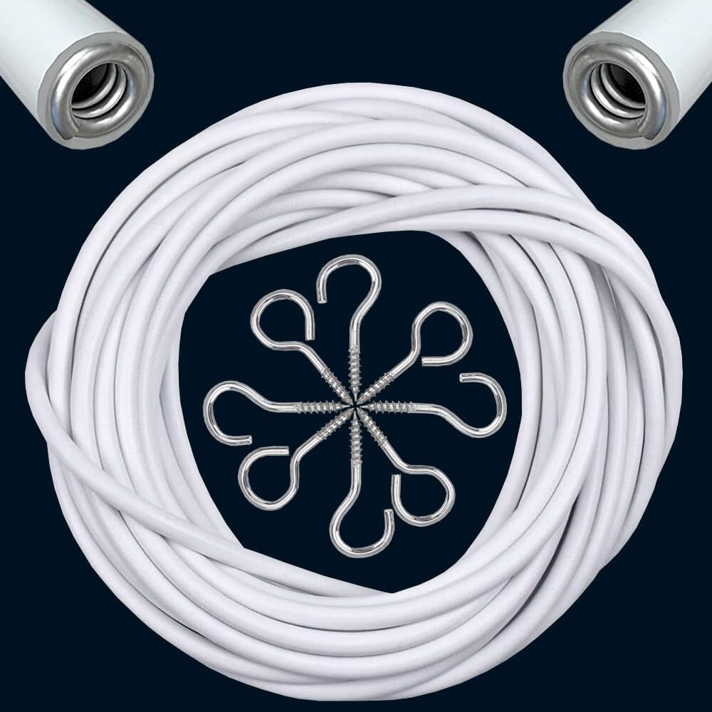 ATEK White Net Curtain Wire with Hooks and Eyes 4m Image 3