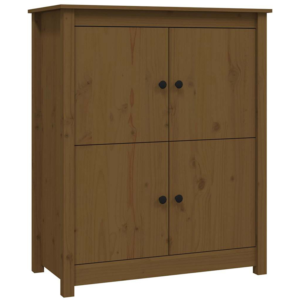 vidaXL 4 Door Honey Brown Solid Pine Wood Sideboard Image 2