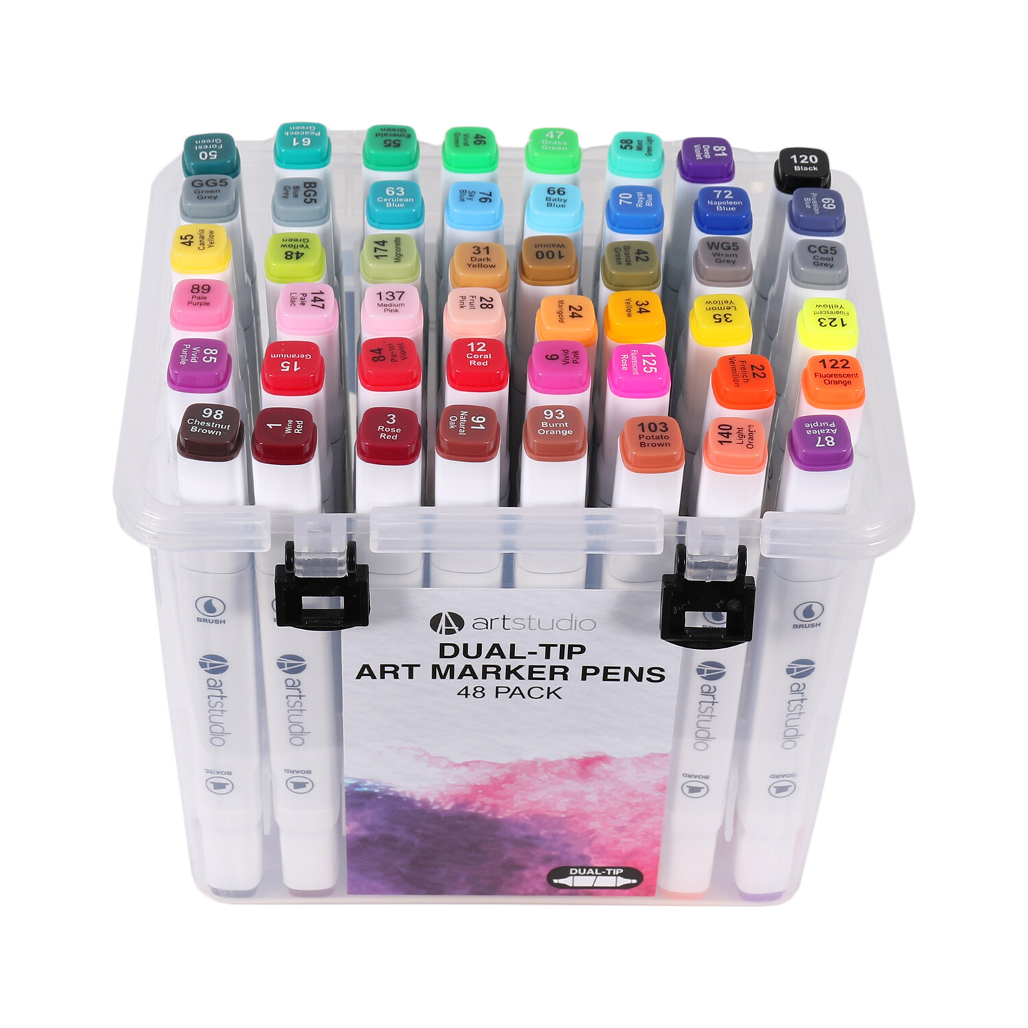 Pack of 48 Art Studio Dual-Tip Art Marker Pens