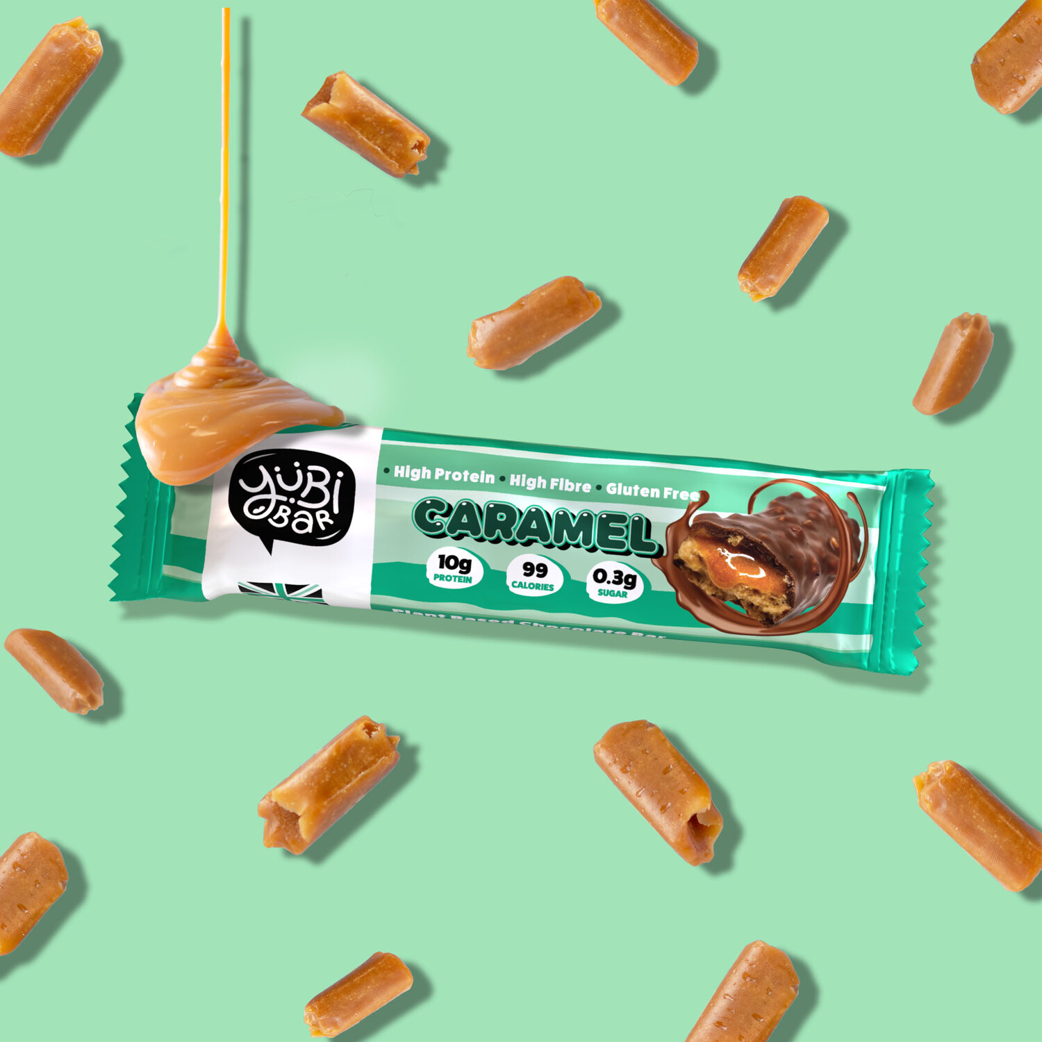 YuBi Bar Protein Snack Bar Caramel Image 4