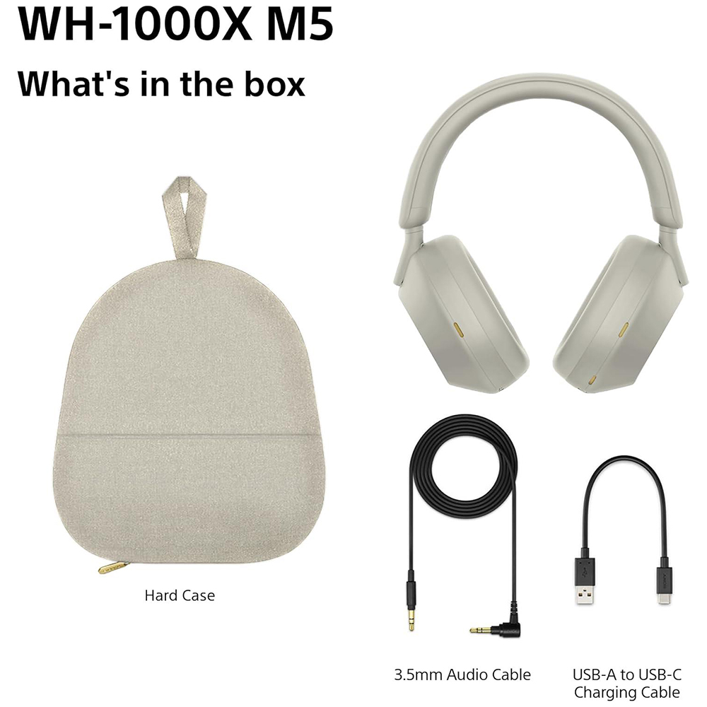 Sony WH-1000XM5 Silver Noise Cancelling Wireless Over Ear Headphones Image 9
