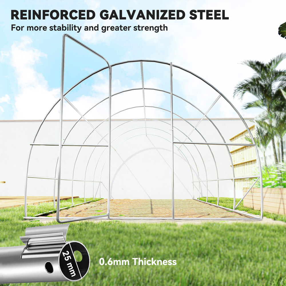 Outsunny Green Steel 10 x 20ft Walk In Polytunnel Greenhouse Image 3