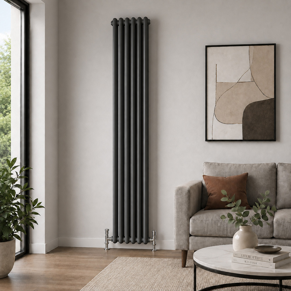 Go Bathrooms Uxbridge Anthracite Vertical Traditional Colosseum Radiator 1800 x 290mm Image 3