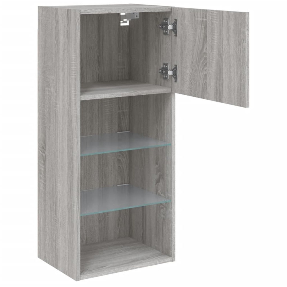 vidaXL Single Door 3 Shelf Grey Sonoma TV Cabinet with RGB LED Lights Image 5