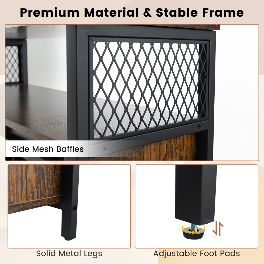 Costway 2 Door 3 Shelf Rustic Brown Buffet Cabinet Image 7