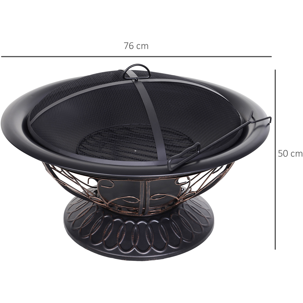 Outsunny Black Steel Lift Top Screen Fire Pit Image 7