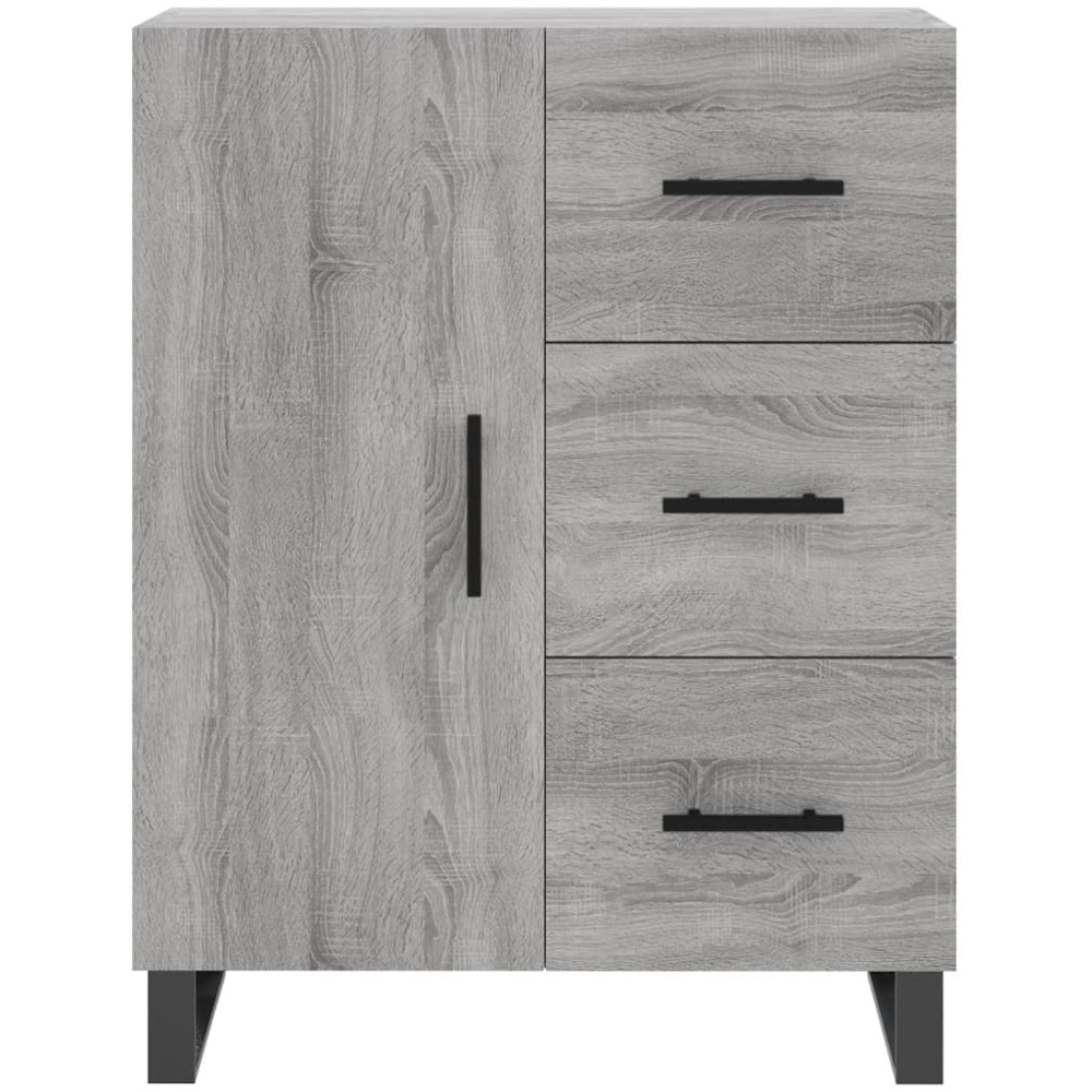 vidaXL Single Door 3 Drawer Grey Sonoma Wooden Sideboard Image 5