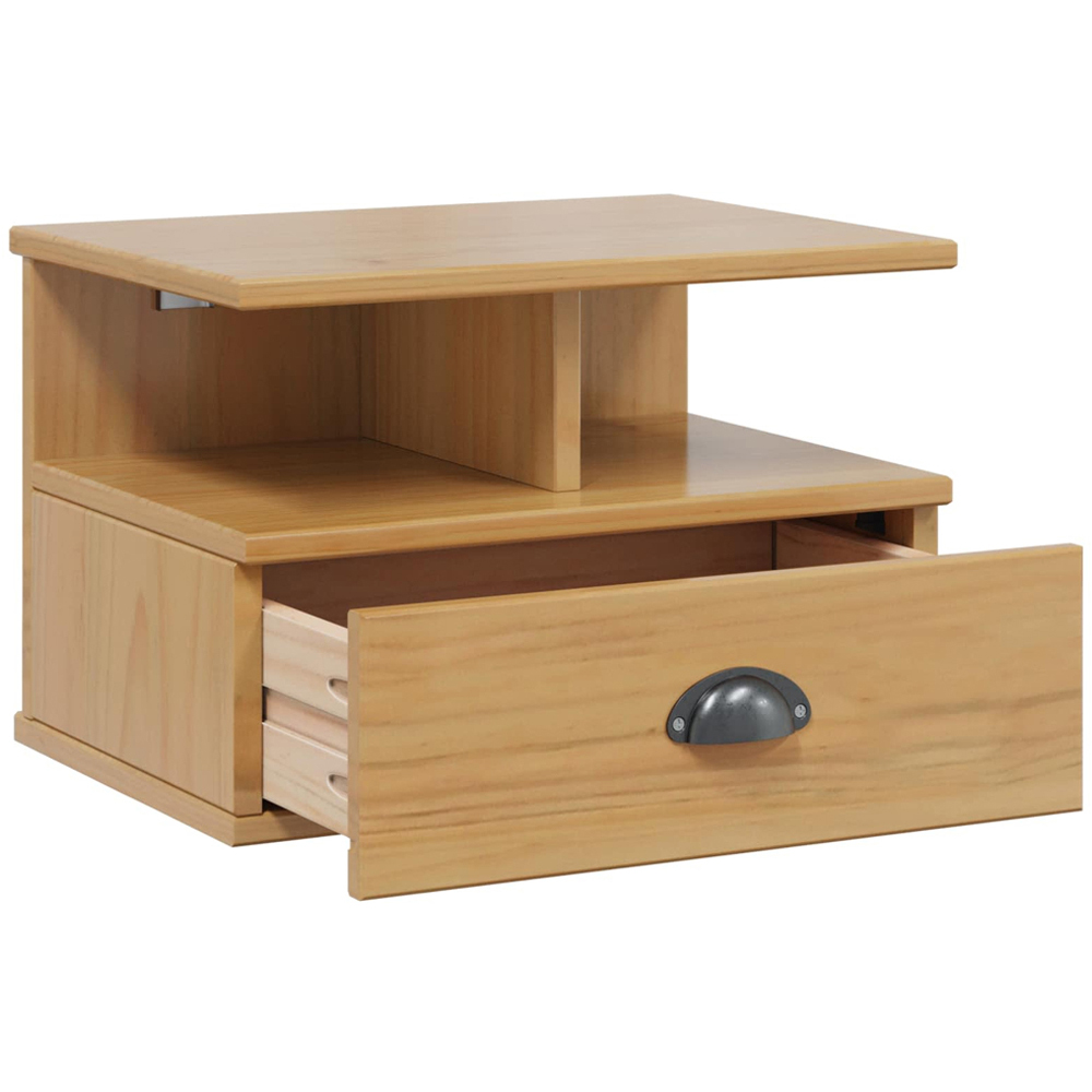 vidaXL Single Drawer 2 Shelf Honey Brown Wall Mounted Bedside Cabinet Image 4