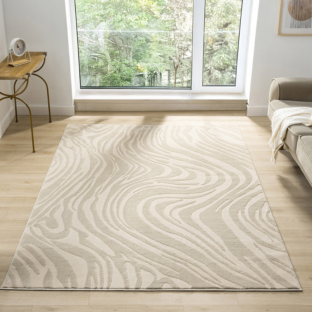 Desire Rugs Vellure Cream Metallic Sheen Marble Design Rug 200 x 290cm Image 2