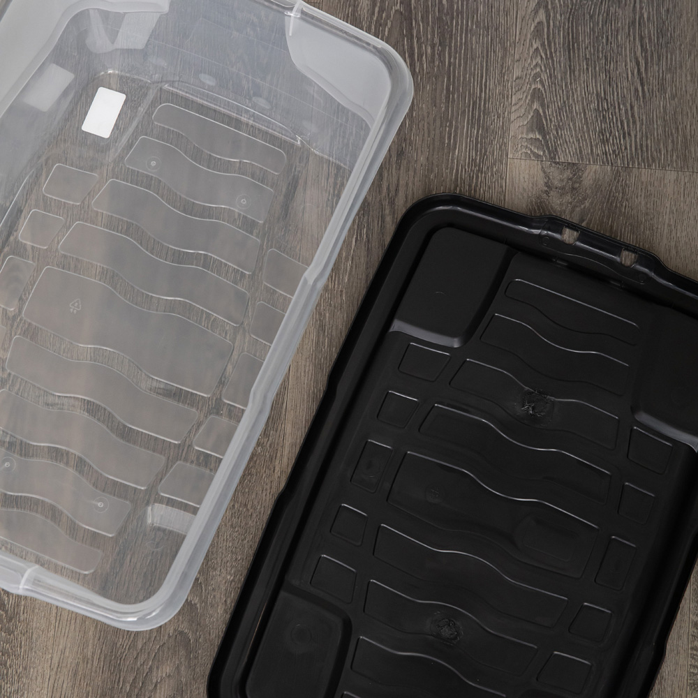 Samuel Alexander 42L Clear Stackable Nestable Design Storage Box with Black Lid Image 3