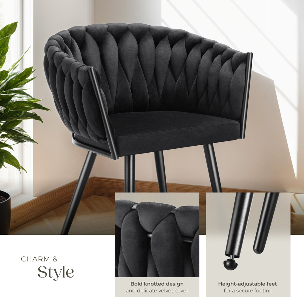 Tectake Astano Set of 4 Black Dining Chair Image 3