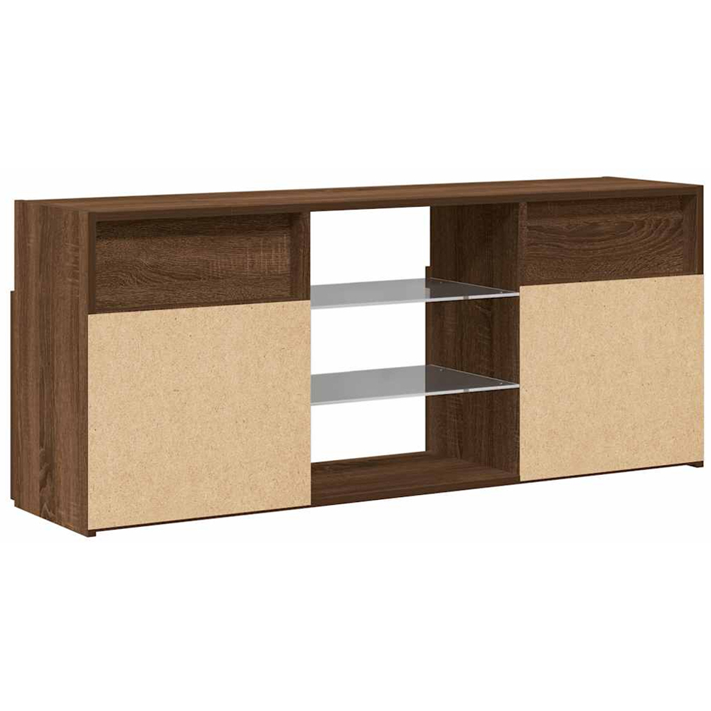 vidaXL 2 Door 4 Shelf Brown Oak Wide TV Cabinet with LED Lights Image 9