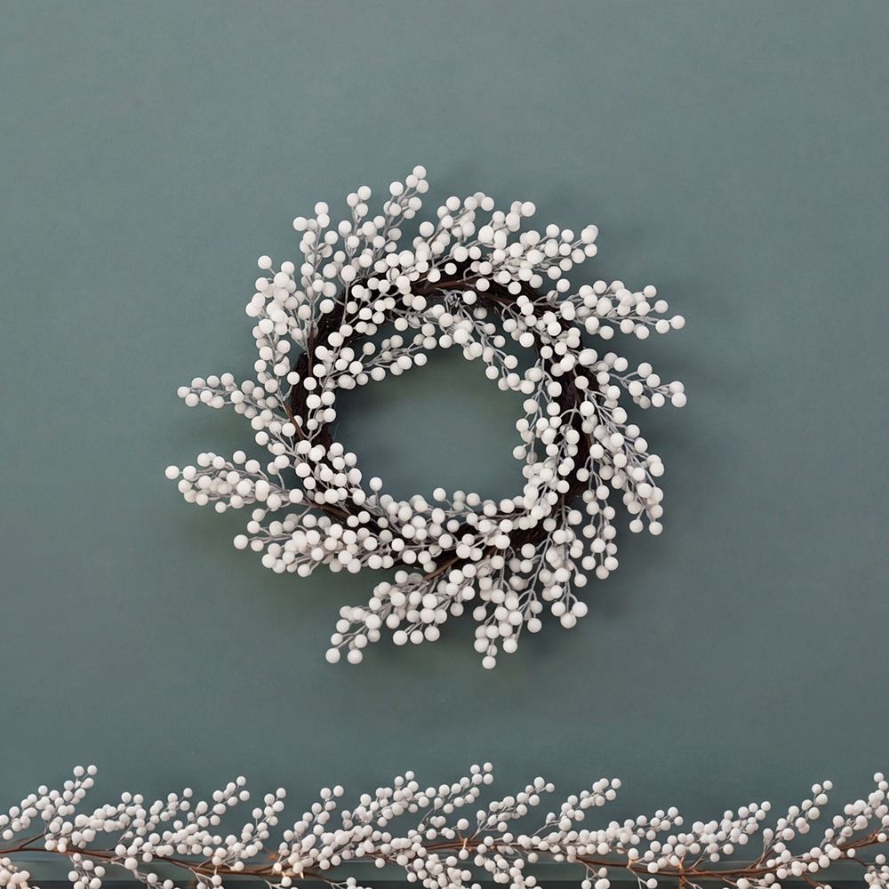 Charles Bentley White Berry Christmas Wreath 55cm Image 6