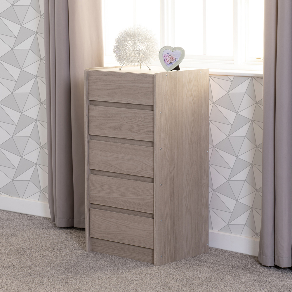 Seconique Paris 5 Drawer Smoked Ash Effect Chest of Drawers Image 8