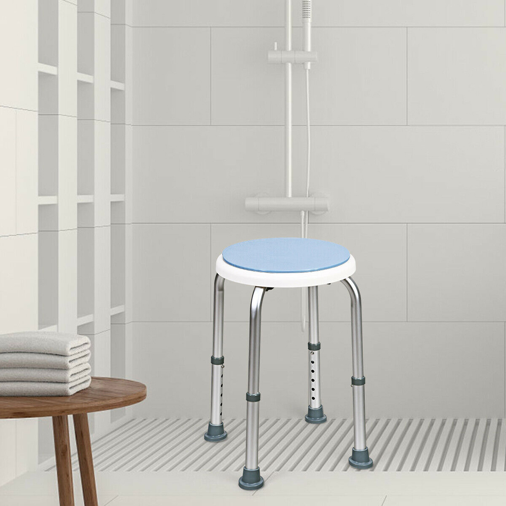 Costway Blue Height Adjustable Bathtub Shower Chair with 360° Rotating Seat Image 2