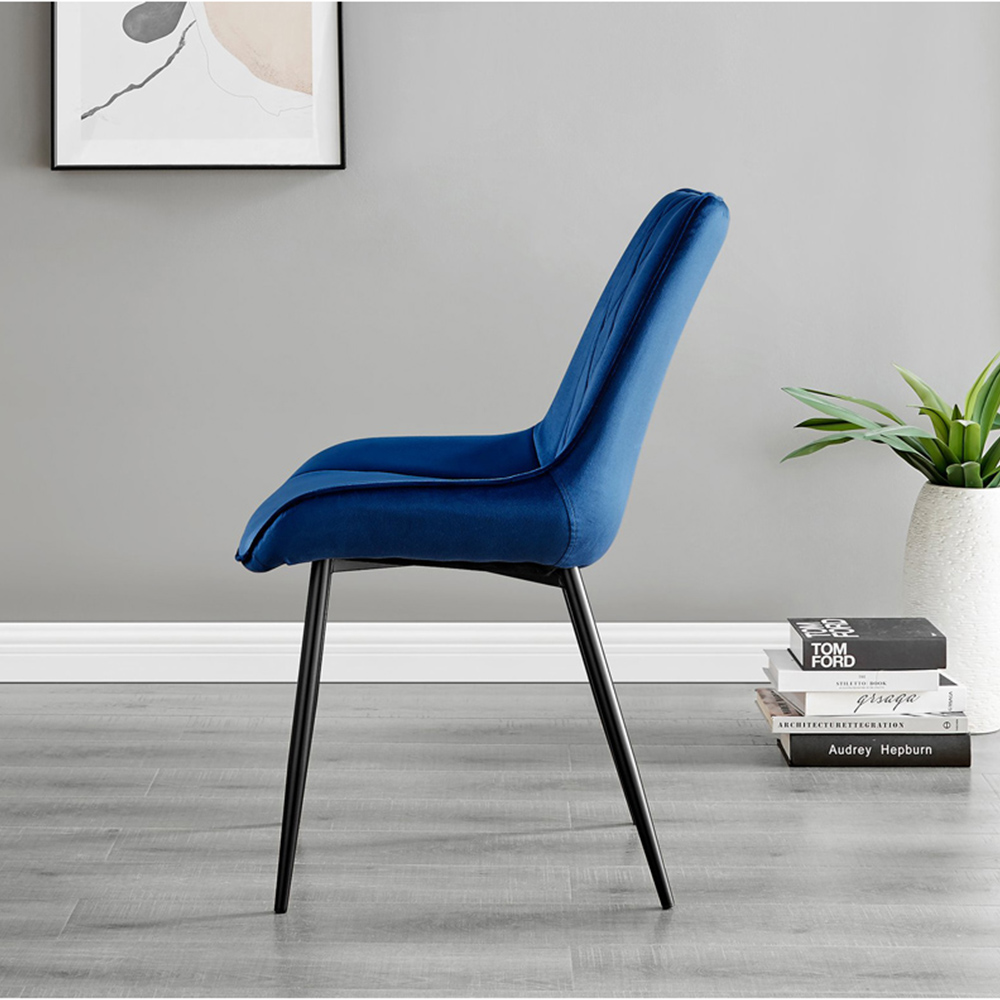 Furniturebox Arona Cesano Marble Effect 4 Seater Dining Set White Black and Navy Image 4