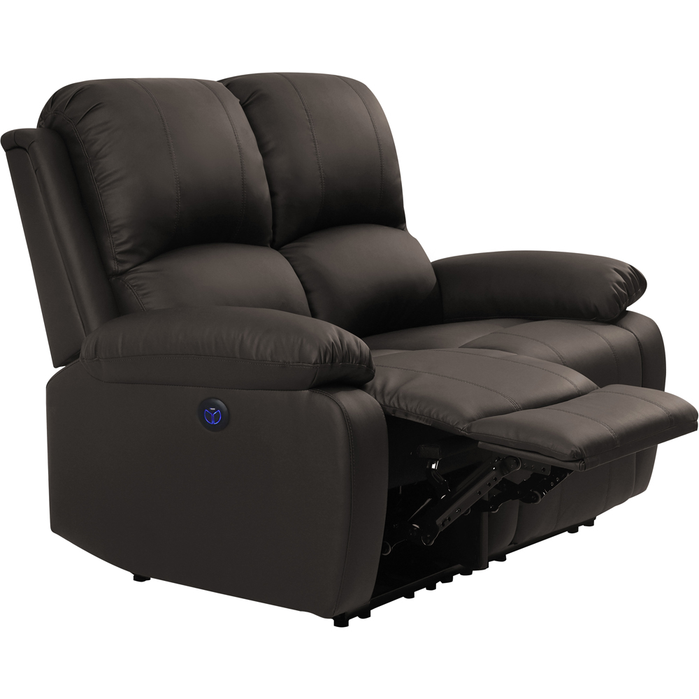 Comfy Living 2 Seater Brown PU Leather Electric Recliner Sofa Image 2