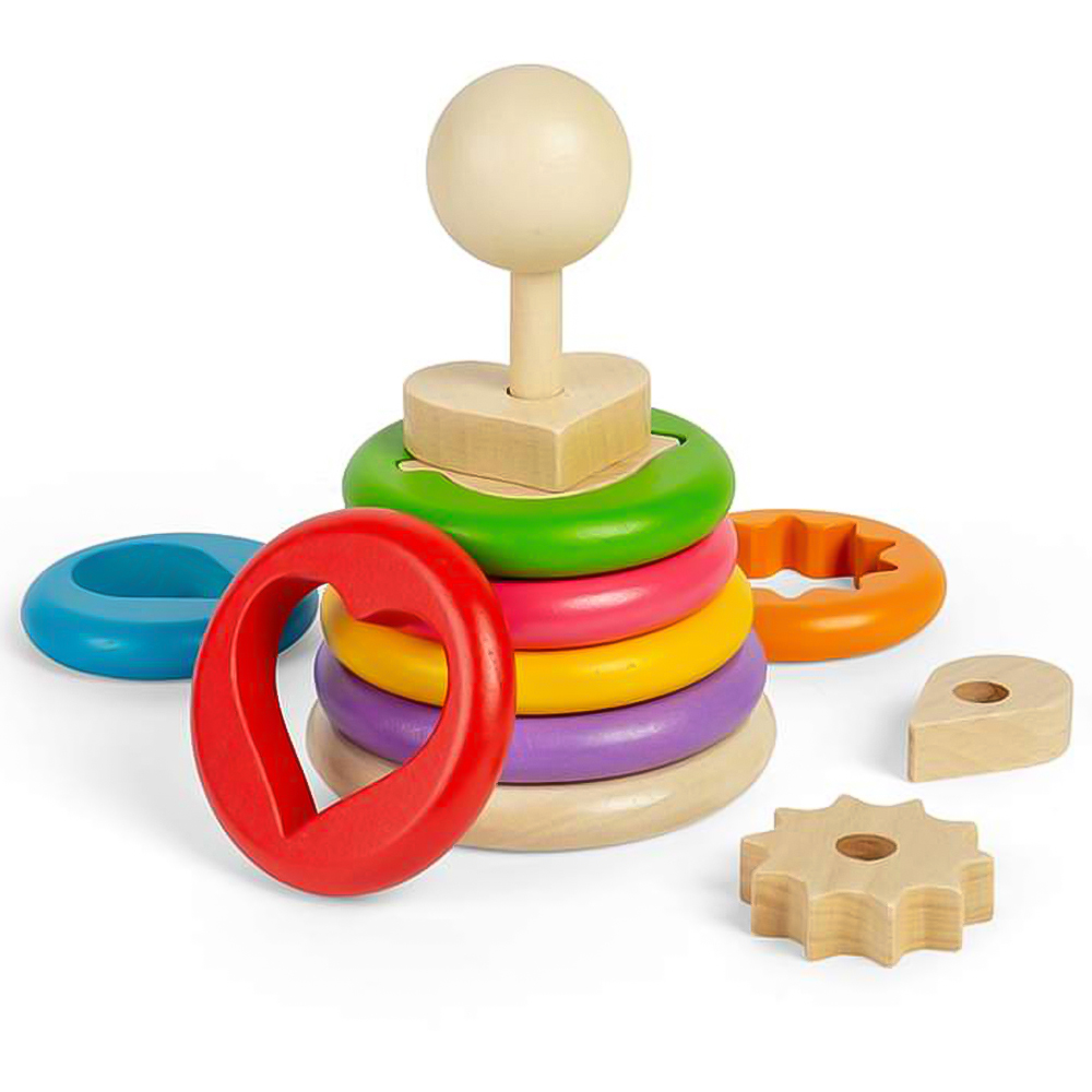 Bigjigs Toys Kids 16 Piece Secret Shape Wooden Montessori Stacking Toy and Puzzle Image 3