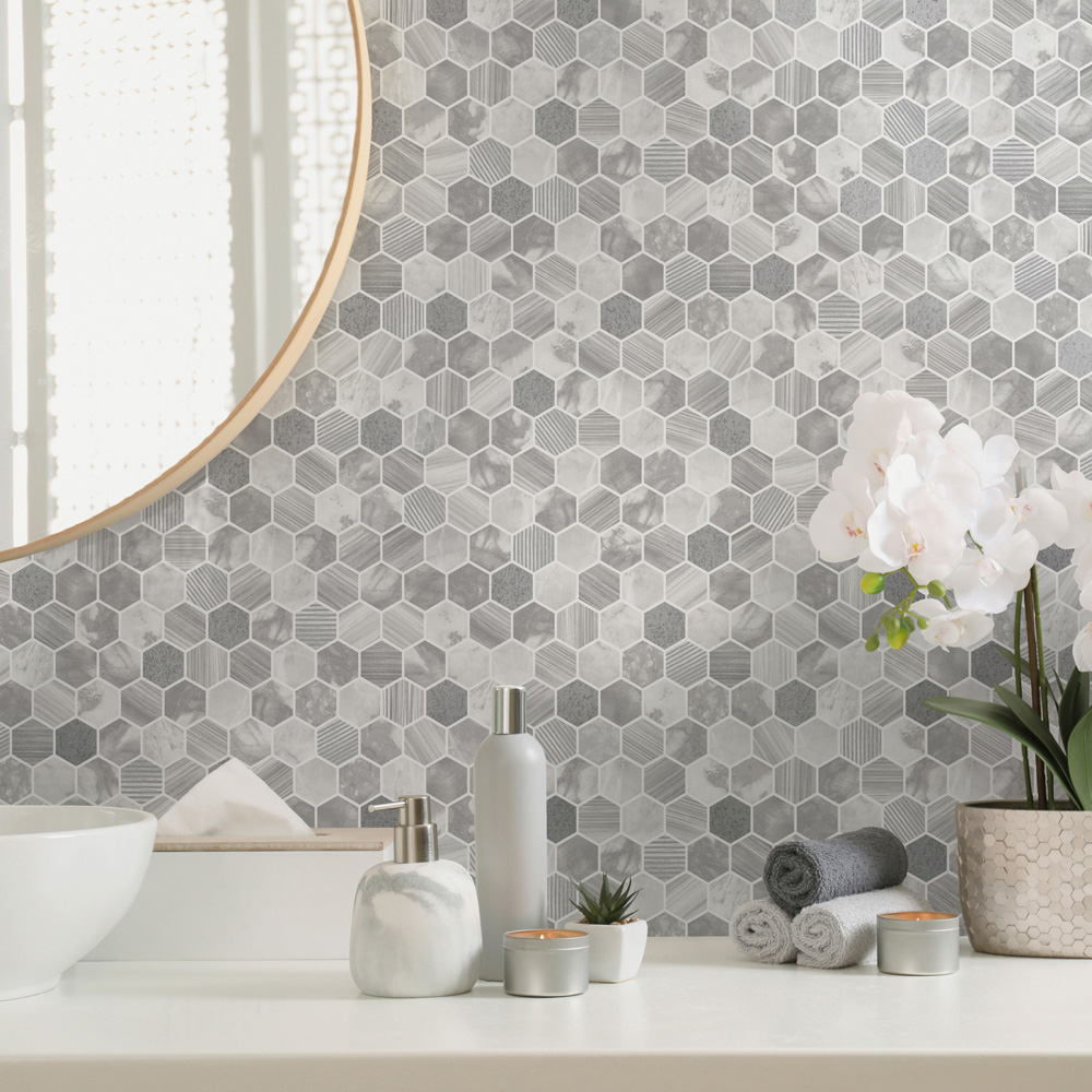 Holden Decor Hexara Tile Grey Wallpaper Image 3